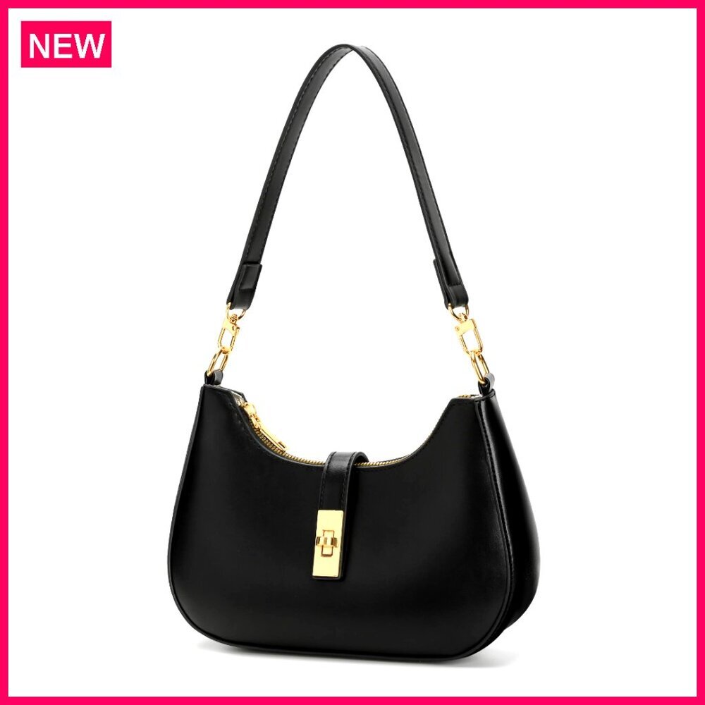 Vegan Leather Hobo Shoulder Bag with Chain Strap, 10x7 Inches, Multi-Functional